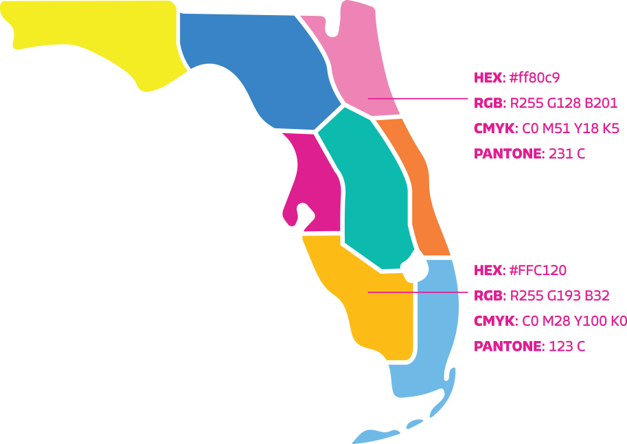 Multi-color regional map color palette